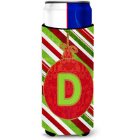 Christmas Oranment Holiday Monogram Initial  Letter D Ultra Beverage Insulators for slim cans CJ1039-DMUK