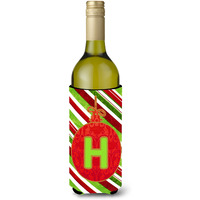 Christmas Oranment Holiday Initial  Letter H Wine Bottle Beverage Insulator Beverage Insulator Hugger