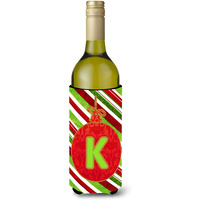 Christmas Oranment Holiday Initial  Letter K Wine Bottle Beverage Insulator Beverage Insulator Hugger