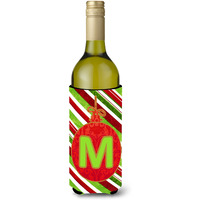 Christmas Oranment Holiday Initial  Letter M Wine Bottle Beverage Insulator Beverage Insulator Hugger