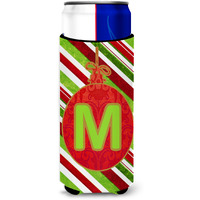 Christmas Oranment Holiday Monogram Initial  Letter M Ultra Beverage Insulators for slim cans CJ1039-MMUK