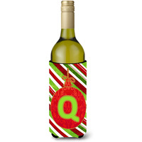 Christmas Oranment Holiday  Initial  Letter Q Wine Bottle Beverage Insulator Beverage Insulator Hugger