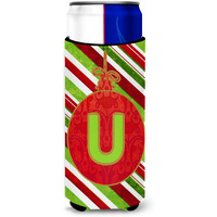 Christmas Oranment Holiday Monogram Initial  Letter U Ultra Beverage Insulators for slim cans CJ1039-UMUK