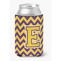 "Caroline's Treasures CJ1041-ECC Letter E Chevron Purple and Gold Can or Bottle Hugger, Multicolor"