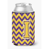 "Caroline's Treasures CJ1041-ICC Letter I Chevron Purple and Gold Can or Bottle Hugger, Multicolor"