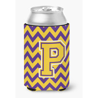 "Caroline's Treasures CJ1041-PCC Letter P Chevron Purple and Gold Can or Bottle Hugger, Multicolor"