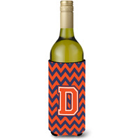 Letter D Chevron Orange Blue Wine Bottle Beverage Insulator Hugger CJ1042-DLITERK