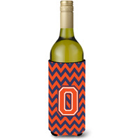 Letter O Chevron Orange Blue Wine Bottle Beverage Insulator Hugger CJ1042-OLITERK