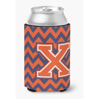 "Caroline's Treasures CJ1042-XCC Letter X Chevron Orange and Blue Can or Bottle Hugger, Multicolor"