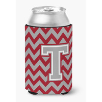 "Caroline's Treasures CJ1043-TCC Letter T Chevron Crimson and Grey Can or Bottle Hugger, Multicolor"