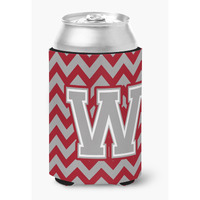 "Caroline's Treasures CJ1043-WCC Letter W Chevron Crimson and Grey Can or Bottle Hugger, Multicolor"