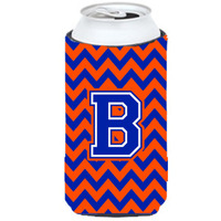 "Caroline's Treasures CJ1044-BTBC Letter B Chevron Orange and Blue Tall Boy Koozie Hugger, Multicolor"