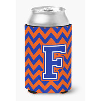 "Caroline's Treasures CJ1044-FCC Letter F Chevron Orange and Blue Can or Bottle Hugger, Multicolor"