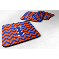 "Caroline's Treasures CJ1044-IFC Letter I Chevron Orange and Blue Foam Coaster (Set of 4), 3.5"", Multicolor"