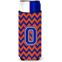 Letter O Chevron Orange and Blue Ultra Beverage Insulators for slim cans CJ1044-OMUK