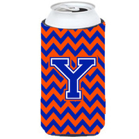 Letter Y Chevron Orange and Blue Tall Boy Beverage Insulator Hugger CJ1044-YTBC