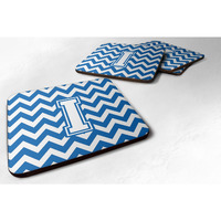 "Caroline's Treasures CJ1045-IFC Letter I Chevron Blue and White Foam Coaster (Set of 4), 3.5"", Multicolor"