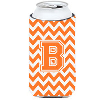 "Caroline's Treasures CJ1046-BTBC Letter B Chevron Orange and White Tall Boy Koozie Hugger, Multicolor"
