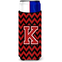 Letter K Chevron Black and Red   Ultra Beverage Insulators for slim cans CJ1047-KMUK