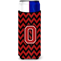 Letter O Chevron Black and Red   Ultra Beverage Insulators for slim cans CJ1047-OMUK