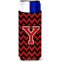 Letter Y Chevron Black and Red   Ultra Beverage Insulators for slim cans CJ1047-YMUK