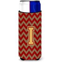 Letter I Chevron Garnet and Gold  Ultra Beverage Insulators for slim cans CJ1048-IMUK