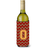 Letter O Chevron Garnet and Gold  Wine Bottle Beverage Insulator Hugger CJ1048-OLITERK