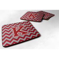 "Caroline's Treasures CJ1049-KFC Letter K Chevron Maroon and White Foam Coaster (Set of 4), 3.5"", Multicolor"