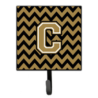 "Caroline's Treasures Letter C Chevron Black and Gold Leash or Key Holder CJ1050-CSH4, Small, Multicolor"