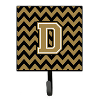 "Caroline's Treasures Letter D Chevron Black and Gold Leash or Key Holder CJ1050-DSH4, Small, Multicolor"