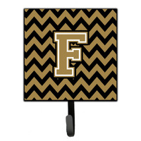 "Caroline's Treasures Letter F Chevron Black and Gold Leash or Key Holder CJ1050-FSH4, Small, Multicolor"