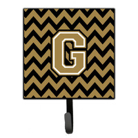 "Caroline's Treasures Letter G Chevron Black and Gold Leash or Key Holder CJ1050-GSH4, Small, Multicolor"