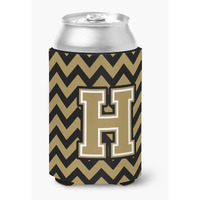 "Caroline's Treasures CJ1050-HCC Letter H Chevron Black and Gold Can or Bottle Hugger, Multicolor"