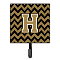 "Caroline's Treasures Letter H Chevron Black and Gold Leash or Key Holder CJ1050-HSH4, Small, Multicolor"