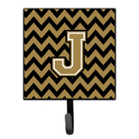 "Caroline's Treasures Letter J Chevron Black and Gold Leash or Key Holder CJ1050-JSH4, Small, Multicolor"