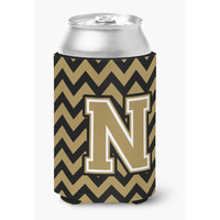 "Caroline's Treasures CJ1050-NCC Letter N Chevron Black and Gold Can or Bottle Hugger, Multicolor"