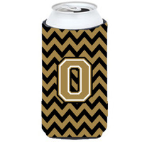 Letter O Chevron Black and Gold  Tall Boy Beverage Insulator Hugger CJ1050-OTBC
