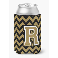 "Caroline's Treasures CJ1050-RCC Letter R Chevron Black and Gold Can or Bottle Hugger, Multicolor"