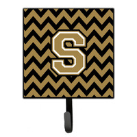"Caroline's Treasures Letter S Chevron Black and Gold Leash or Key Holder CJ1050-SSH4, Small, Multicolor"