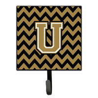 "Caroline's Treasures Letter U Chevron Black and Gold Leash or Key Holder CJ1050-USH4, Small, Multicolor"