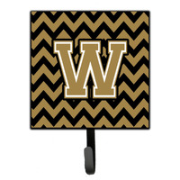 "Caroline's Treasures Letter W Chevron Black and Gold Leash or Key Holder CJ1050-WSH4, Small, Multicolor"