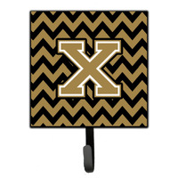 "Caroline's Treasures Letter X Chevron Black and Gold Leash or Key Holder CJ1050-XSH4, Small, Multicolor"