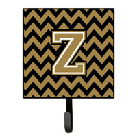 "Caroline's Treasures Letter Z Chevron Black and Gold Leash or Key Holder CJ1050-ZSH4, Small, Multicolor"