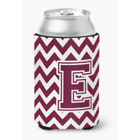 "Caroline's Treasures CJ1051-ECC Letter E Chevron Maroon and White Can or Bottle Hugger, Multicolor"