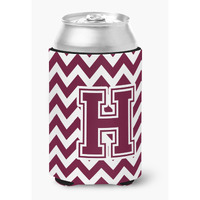 "Caroline's Treasures CJ1051-HCC Letter H Chevron Maroon and White Can or Bottle Hugger, Multicolor"