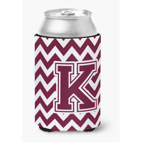 "Caroline's Treasures CJ1051-KCC Letter K Chevron Maroon and White Can or Bottle Hugger, Multicolor"