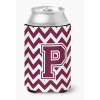 "Caroline's Treasures CJ1051-PCC Letter P Chevron Maroon and White Can or Bottle Hugger, Multicolor"