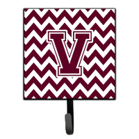 "Caroline's Treasures Letter V Chevron Maroon and White Leash or Key Holder CJ1051-VSH4, Small, Multicolor"