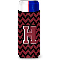 Letter H Chevron Garnet and Black  Ultra Beverage Insulators for slim cans CJ1052-HMUK