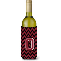 Letter O Chevron Garnet and Black  Wine Bottle Beverage Insulator Hugger CJ1052-OLITERK